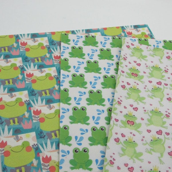 Frogs Collection Faux Leather Sheets, Animals 7.5x11 Vinyl Fabric Sheet (U1-105)