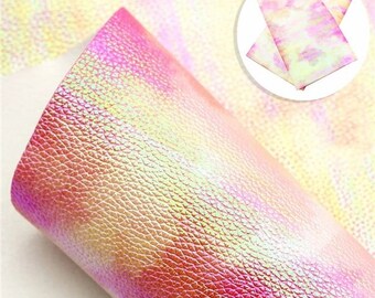 Sherbet Tie Dye Faux Leather Sheets, Vinyl Fabric Sheet (F2-108)