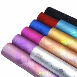 Reflective Laser Plaid Faux Leather Sheets, Vinyl Sheets (Q5-110)