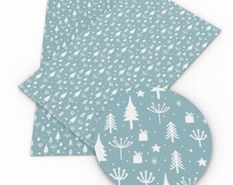 Trees Faux Leather Sheets, Christmas Vinyl Fabric Sheet (V4-115)
