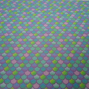 Smaller Scale Mermaid Fishtail Litchi Faux Leather Sheets, 7.5x12 Vinyl Fabric Sheet (T5-103)