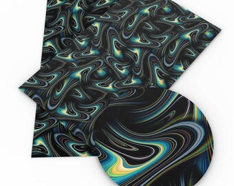 Galactic Swirl Tie Dye Striped Faux Leather Sheets, 7.5x12 Vinyl Fabric Sheet (N4-106)
