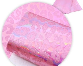 Flawed: Metallic Pink Cheetah Print Faux Leather Sheets, 7.5x12 Animal Print Vinyl Fabric Sheet (T4-108)
