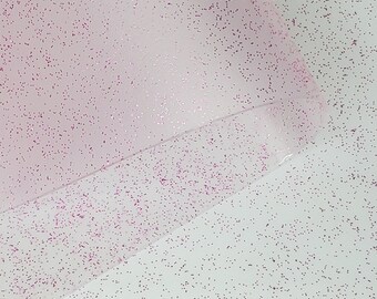 Pink Transparent Glitter Jelly Sheet, 7.5x12 PVC Vinyl Sheet (I4-105)