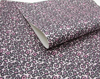Pink Cheetah Fine Glitter Faux Leather Sheets, 8x11 Animal Print Vinyl Fabric Sheet (U2-110)
