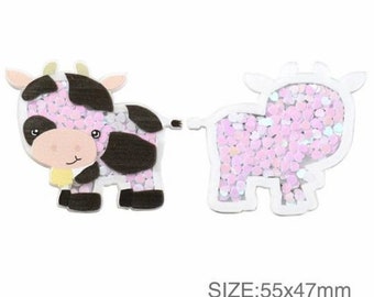Cow Sequin Acrylic Shaker Case , Shaker Hair Bow accessories - 1 pc
