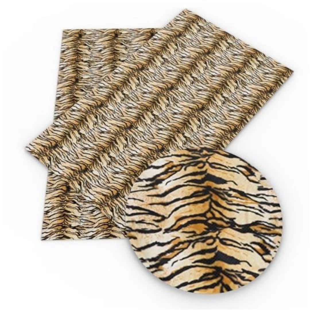 Tiger Stripes Print Faux Leather Sheets, Animal Print Vinyl Fabric