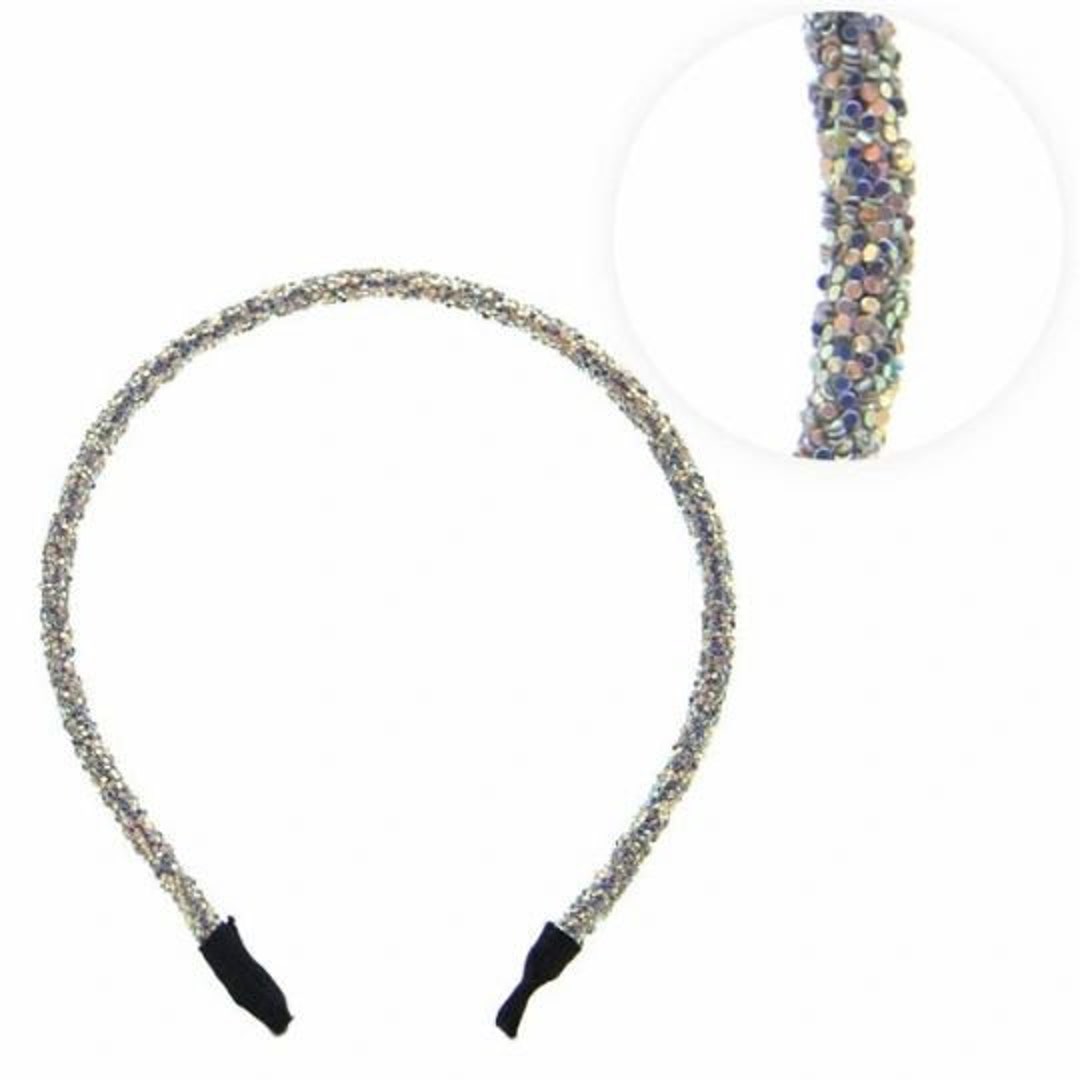 Gray/silver Chunky Glitter Headband Skinny Headband Etsy