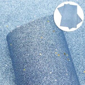 Light Blue Star Glitter Canvas Sheets, Vinyl Fabric Sheet (A2-131)