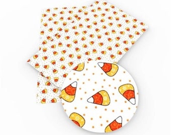Candy Corn Faux Leather Sheets, Vinyl Fabric Sheet (B4-116)