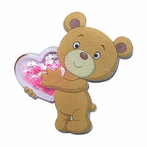 Teddy Bear Shaker Resin - 1pcs - bow centers - Flatback - Valentines Day