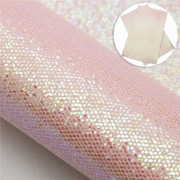 Baby Pink Twinkle Glitter Canvas Sheet, 7.5x12 Vinyl Fabric Sheet (K1-101)