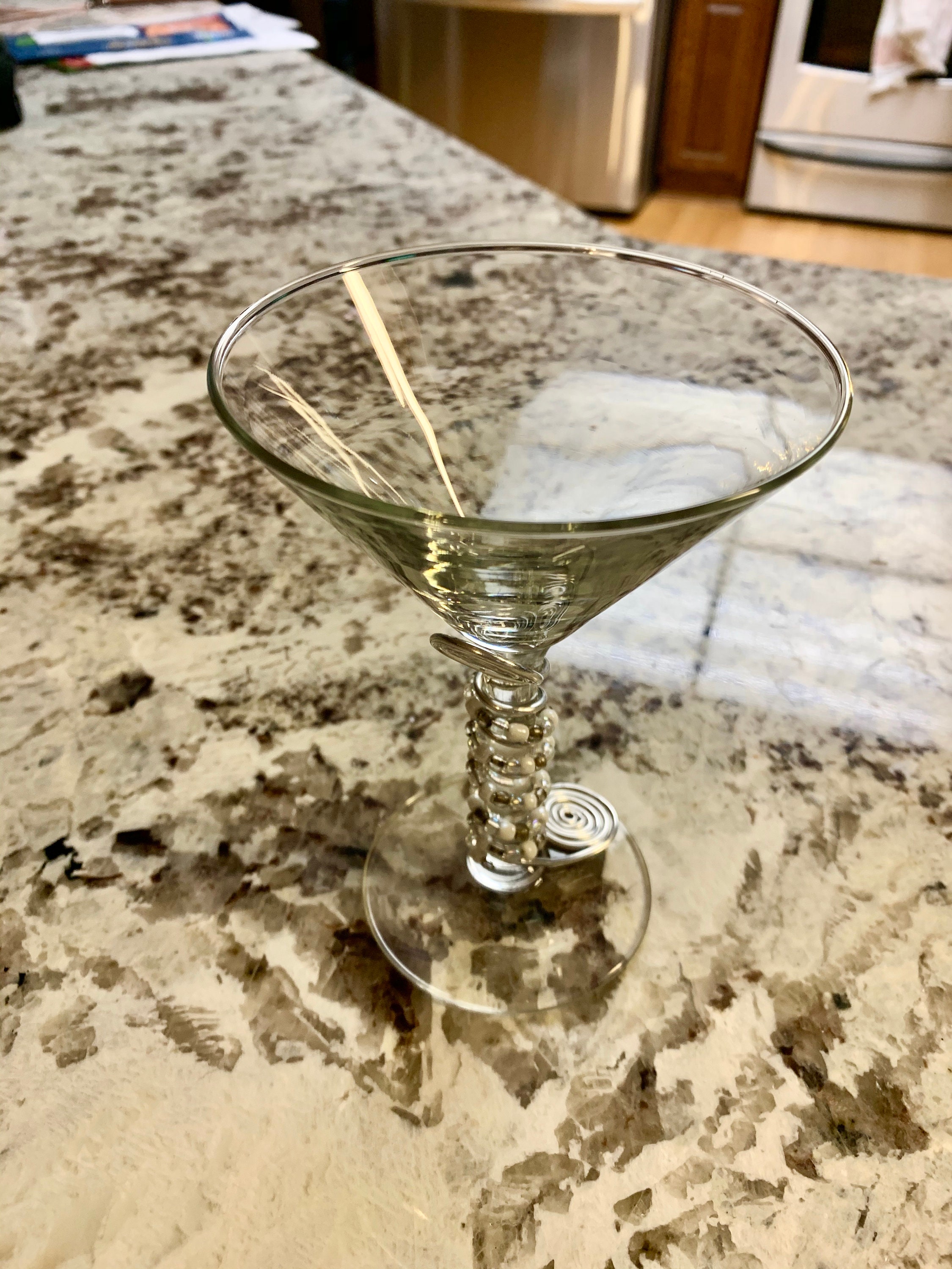 Silver Beaded Martini Glass Etsy