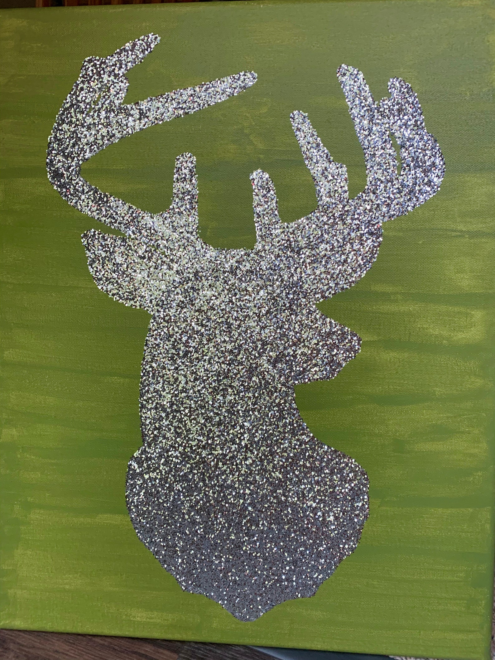 Glitter Deer Silhouette on Canvas - Etsy