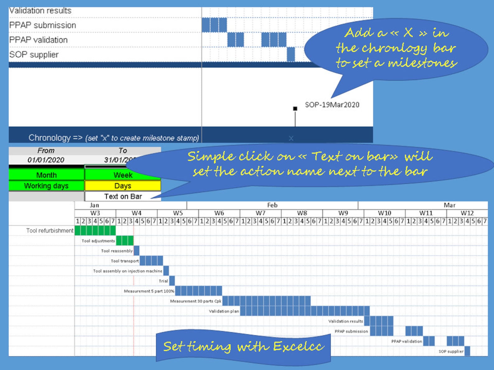 Make project timing in Excel Etsy