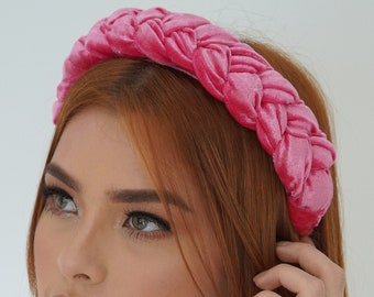 Pink Velvet Braided Headbands | Pink Velvet Headbands | Braid Headbands | Mother's day Gifts |  Gift |  Trendy Accessories