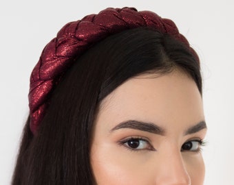 Red Sparkly Braided Headbands | Burgundy  Headbands | Braid Headband | Bridesmaid Gift | Bridal Gift | Hair Accessories | Mother's day Gifts
