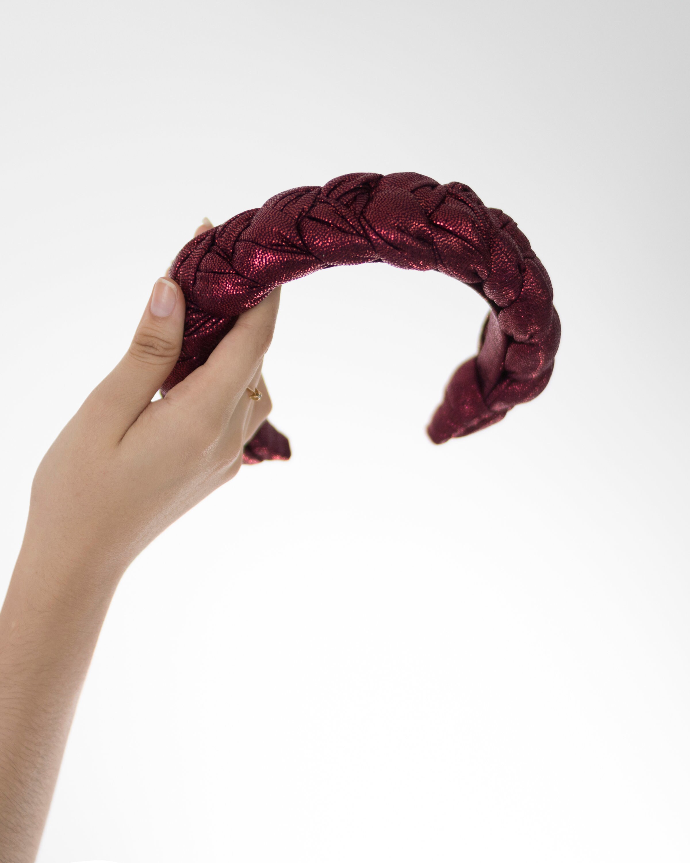 Red Sparkly Braided Headbands Burgundy Headbands Braid Etsy