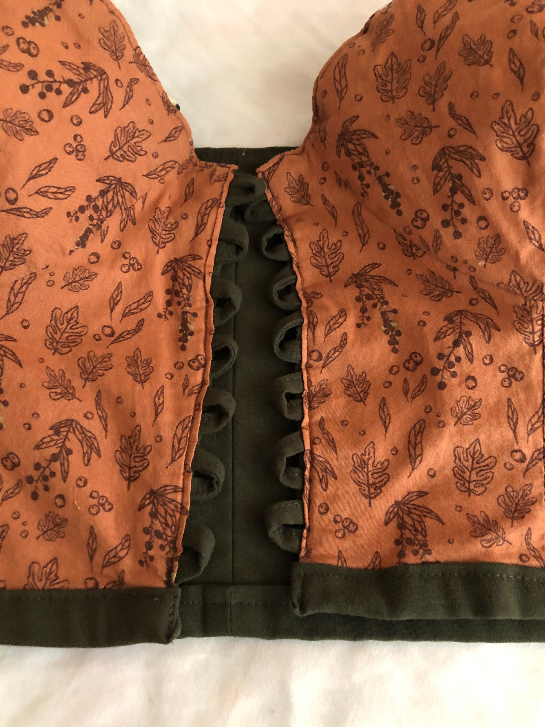 Orange and green foliage lace up tank top Etsy