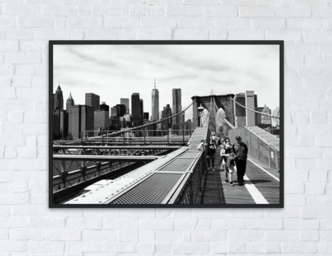 New York City Printable Wall Art Brooklyn Bridge Black and White Photo ...