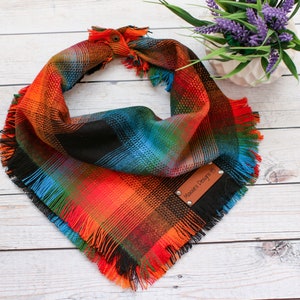 Adventure - Fall Dog Bandana, Frayed Edge, Tie and Snap
