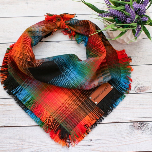 Adventure - Fall Dog Bandana, Frayed Edge, Tie and Snap