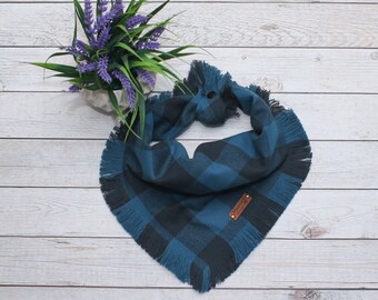 Deep Blue Sea - Dog Bandana, Frayed Edge, Tie and Snap