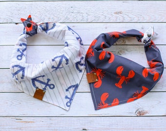 Sea Captain - Reversible Dog Bandana, Tie and Snap