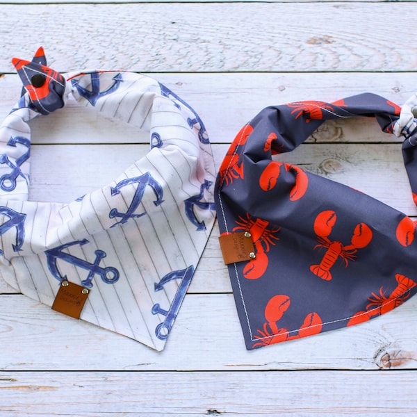 Sea Captain - Reversible Dog Bandana, Tie and Snap