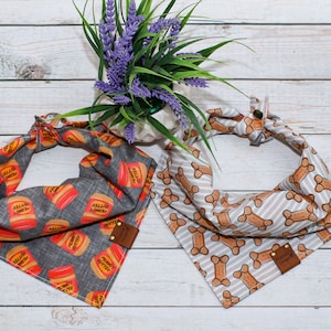 Peanut Butter Treats - Reversible Dog Bandana, Tie and Snap