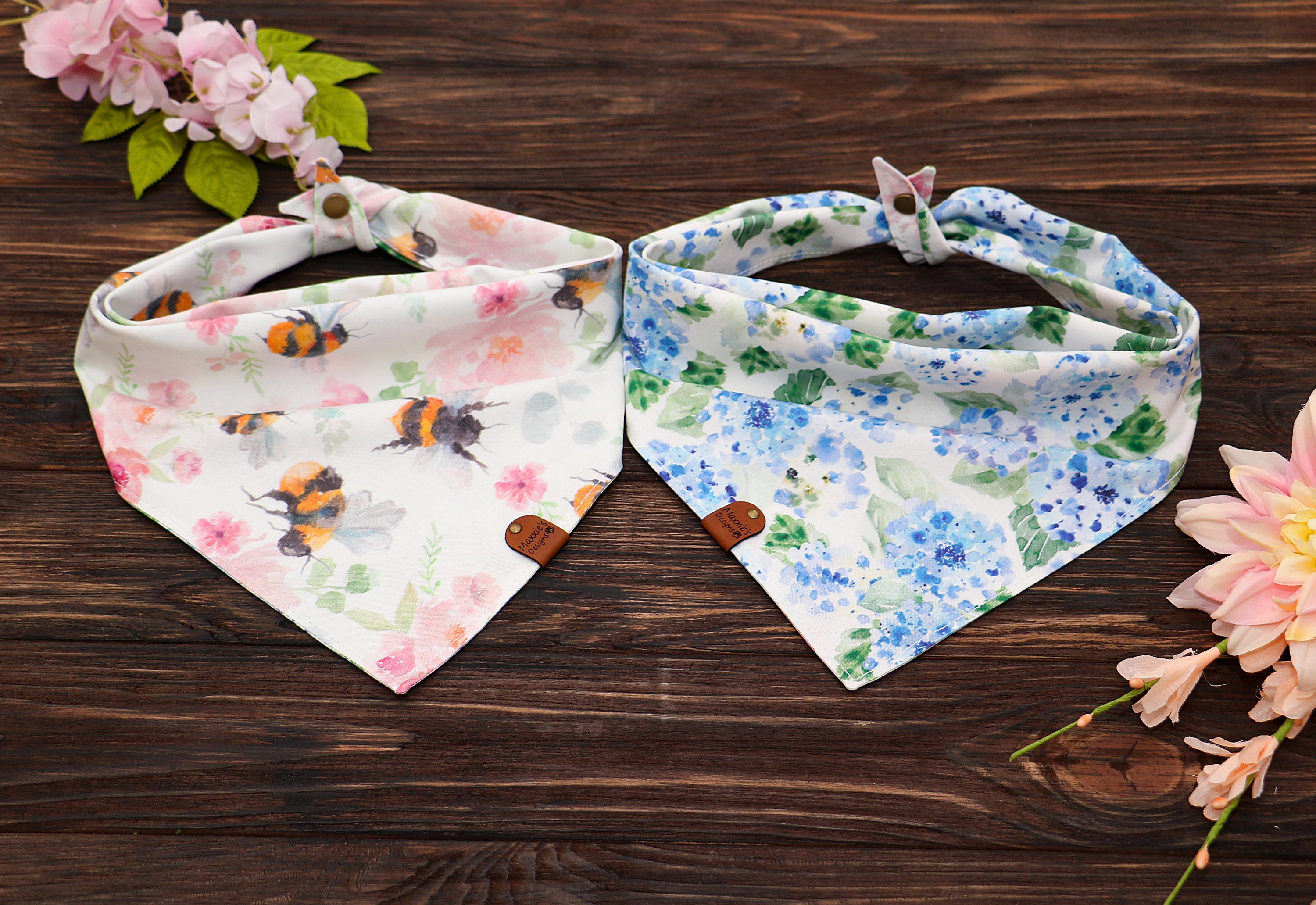 Lady in the Garden - Reversible Dog Bandana, Tie and Snap