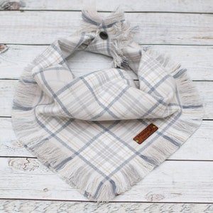 Phantom - Flannel Dog Bandana, Frayed Edge, Tie and Snap