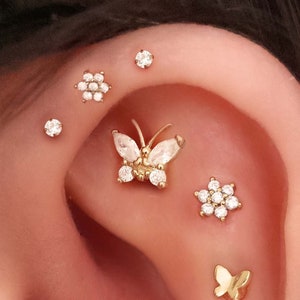 Grace Butterfly Crystal Ear Piercing Earring Stud Set