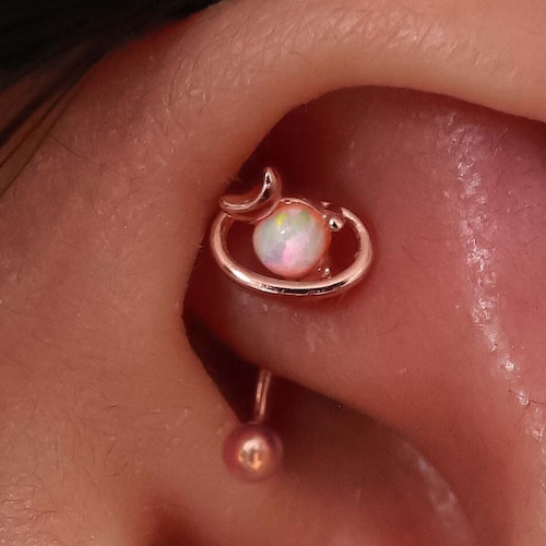 Rook Piercing Jewelry Opal Rook Earrings Rose Gold Rook Etsy