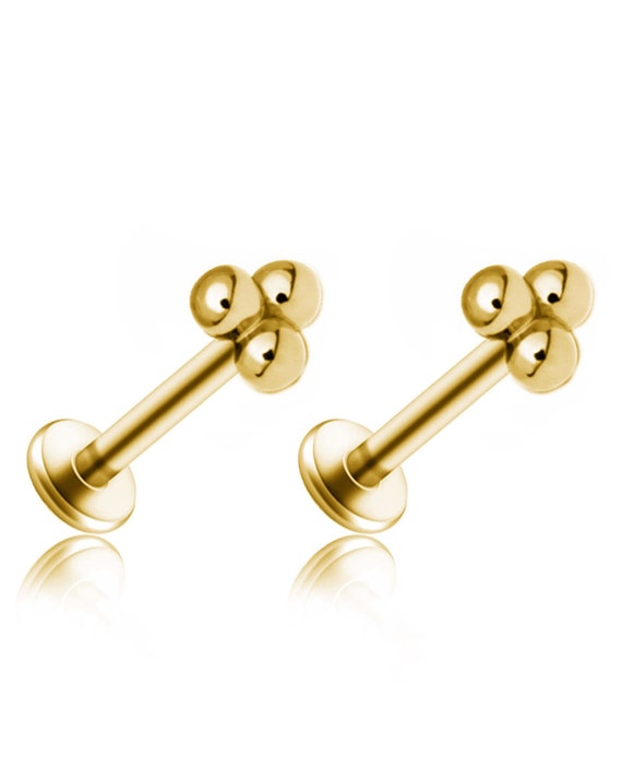 Trinity Tragus Stud Gold Tiny Cartilage Piercing Helix 