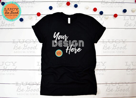 Bella Canvas 3001 Black 4th Fourth Of July Flat Lay T Shirt Etsy
