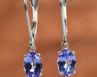 Boucles d’oreilles AA Tanzanite Lever Back en argent sterling, boucles d’oreilles Tanzanite, boucles d’oreilles Tanzanite Dangle and Drop, boucles d’oreilles en argent, cadeau pour elle