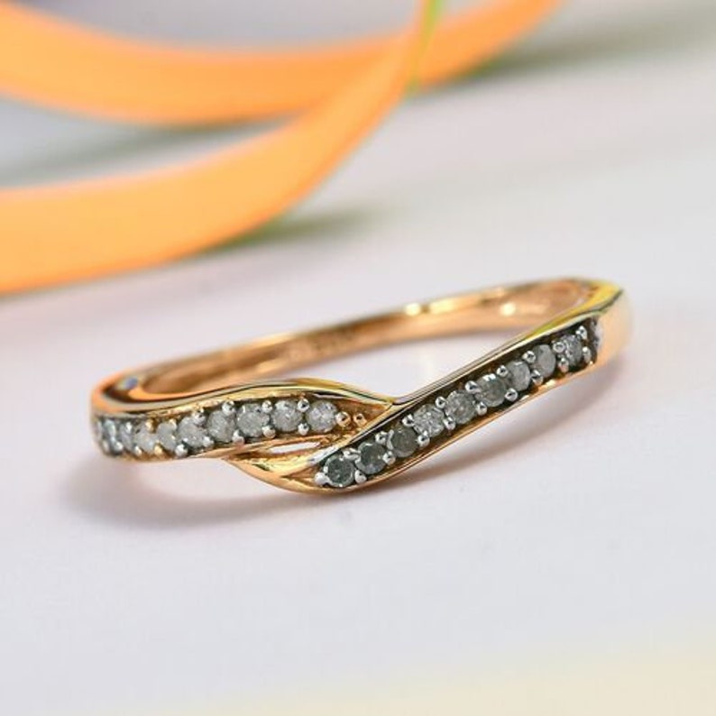 Diamond Bypass Ring in Gold Plated Sterling Silver Wedding Ring Engagement Ring Handmade Jewelry Gift For Her