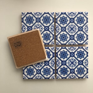 Azulejos Portugal, Tile, coasters set, inspired in the portuguese blue tiles, 10 x 10 cm -   Lisboa