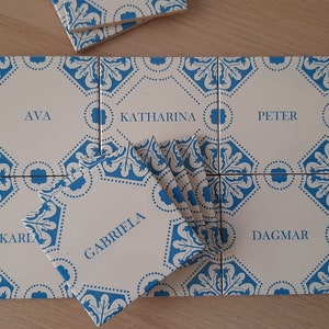 Azulejos Portugal, Tarjetas de nombre para mesas, Destino de boda en Portugal, Azulejos personalizados para bodas o eventos
