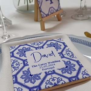 Portugal wedding tiles, Custom Wedding favour, escort cards, table place