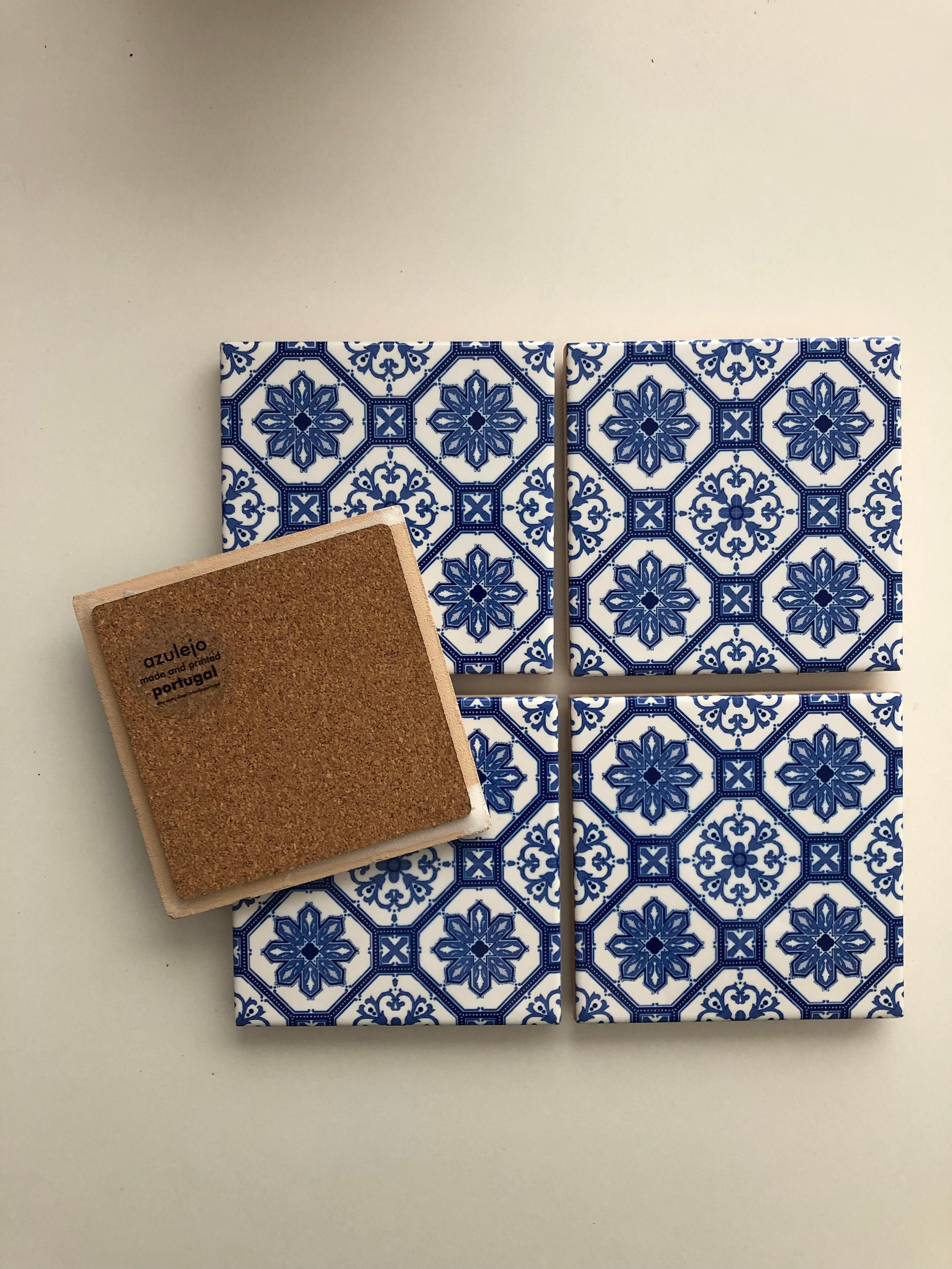 Azulejos Portugal Tile Coasters Set Inspired in the Etsy