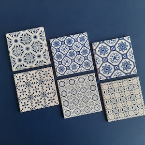 Coasters set, 6 tiles, Azulejos Portugal, Tile, inspired in the portuguese blue tiles, 10 x 10 cm, Lisboa, corporate gifts events