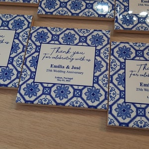 Portuguese Tile, coasters , customized tile, for wedding, corporate events 10x10 cm - Pack of 20 tiles