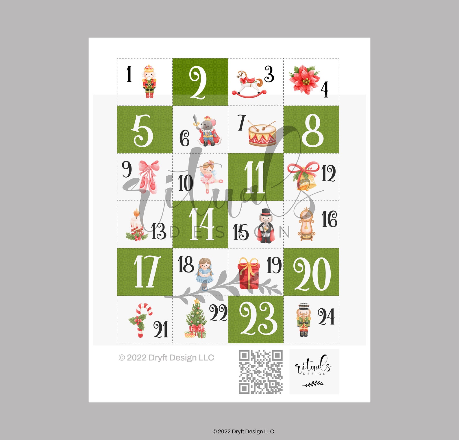 Printable Advent Calendar Nutcracker. Ready to Print. Etsy