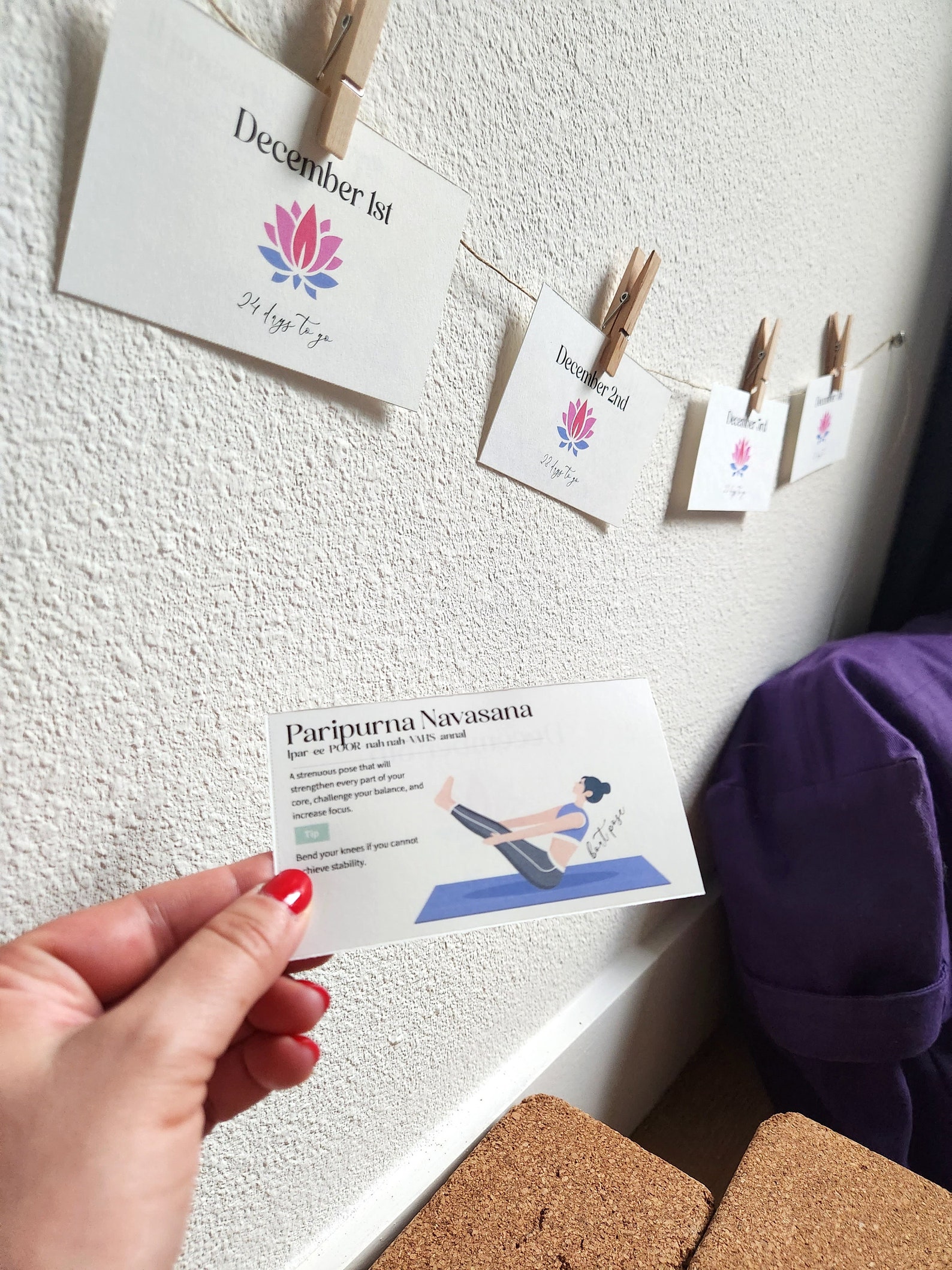 Yoga Advent Calendar for Adults. DIY Printable Cards. Instant Etsy