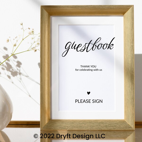 Boho-Chic Guestbook Wedding Sign |  Printable Weddings Signs | No edits Needed | Modern Minimalist Wedding | Wedding Reception Signs