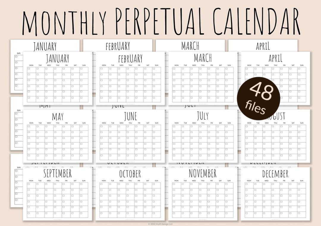 Hipster Blank Calendar Perpetual Calendar 2024 Calendar 2025 Calendar