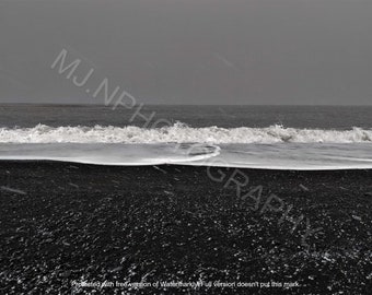 Black Sand Beach Snow Storm in Iceland - Landscape Photography