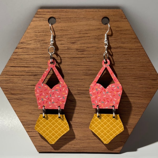 Two Piece Swimsuit Ice Cream Earrings